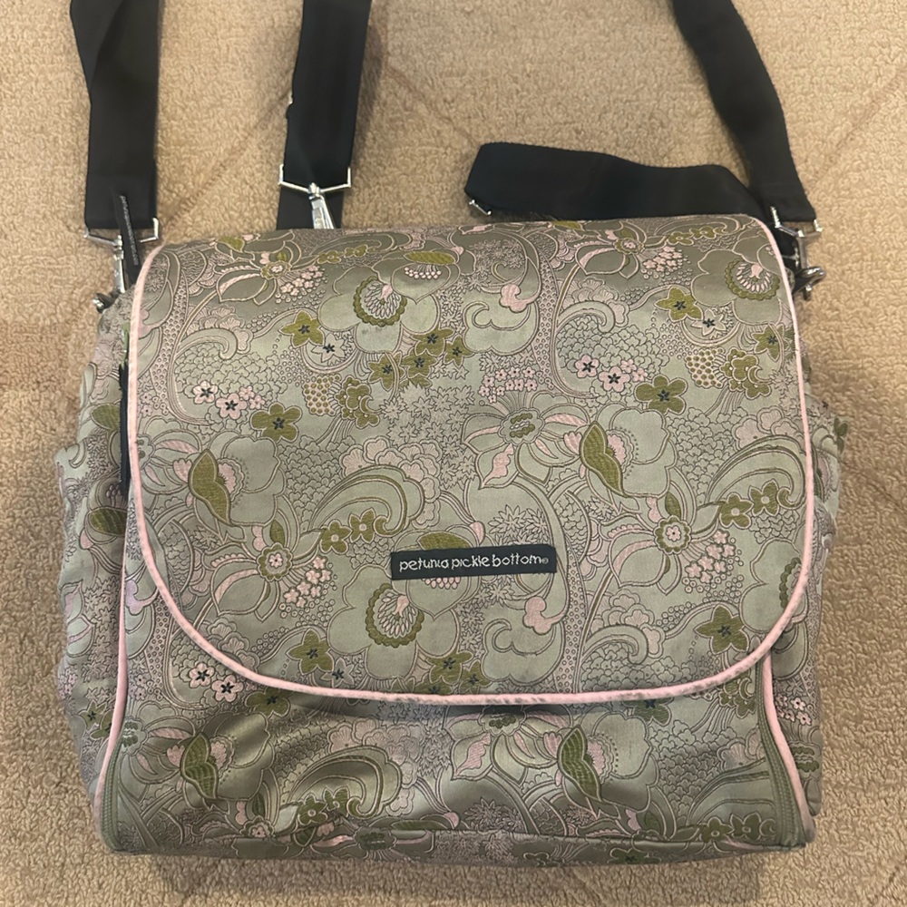 Petunia Pickle Bottom Floral Baby Bag - Olive and Blush